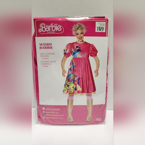 Women’s Medium (8-10) Weird Barbie Movie Pink Halloween Costume Dress New - Picture 1 of 10